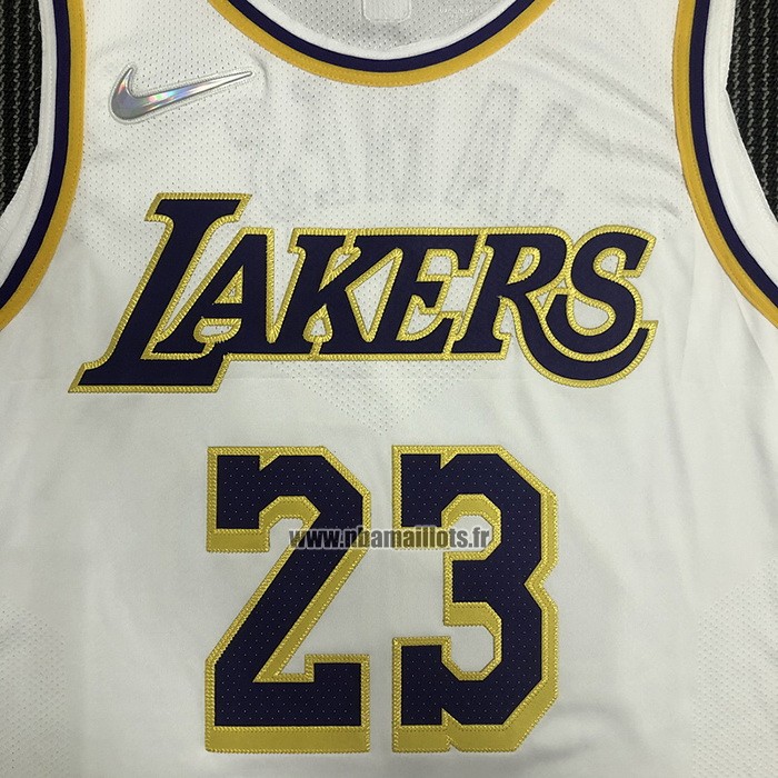 Maillot Los Angeles Lakers LeBron James NO 23 Association Authentique Blanc